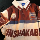 WIAOFELLAS  -  American Casual Vintage Preppy Top Couple Color Blocked Short Sleeved Shirt Summer Men Women's Loose Punk Letter Print Blouse