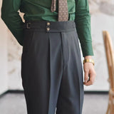 WIAOFELLAS  -  Spring Autumn Fashion Italian Naples Suit Pants For Men Smart High Waist Straight Trousers Business Casual Solid Slim Fits Pant