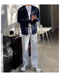 WIAOFELLAS  -  Fashionable V-Neck Knitwear Men's Loose Fit Solid Color Autumn New Style Casual Versatile Open Cardigan Sweater Jacket