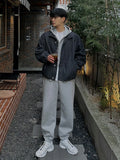 WIAOFELLAS  -  Korean Style Solid Color Stand Collar Denim Jacket Single Breasted Men Clothing Versatile Winter Male Coat