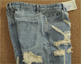 WIAOFELLAS  -  Ripped hole plankton handsome high street trend denim shorts men summer everything to do old washed pants five quarter pants