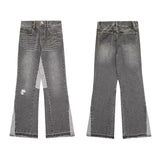 WIAOFELLAS  -  American Retro Street Style Washed Wide Leg Jeans Loose Straight Micro Flared Trousers for Men And Women High Street Trend Brand