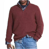 WIAOFELLAS  -  Autumn Winter Men's Half Zipper Knit Pullovers Solid Mock Neck Casual Knitted Sweater Men Long Sleeve Loose knitwear Plus Size