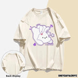 WIAOFELLAS  -  Couple's Matching Short Sleeve T-Shirt Set Cotton Cartoon Rabbit Printed Crew Neck Tops For Men And Women Summer Casual Wear