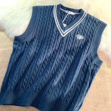 WIAOFELLAS  -  Sweater Vests Men Simple Embroidery Soft Cozy Japanese Style Handsome Sleeveless Knitted Jumper Aesthetic Hombre Streetwear Chic