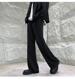 WIAOFELLAS  -  Brown Suit Pants Men Fashion Society Mens Black Dress Pants Korean Loose Straight Flared Pants Mens Office Formal Trousers M-2XL