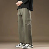 WIAOFELLAS  -  American work pants  men's new style loose straight spring and autumn wide-leg pants design casual trousers
