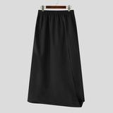 WIAOFELLAS  -  Men Irregular Pants Solid Color Joggers Elastic Waist Joggers Wide Leg Trousers Skirts Streetwear Loose Long Pants