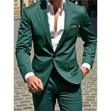 WIAOFELLAS  -  Men's Long-Sleeved Commuter Business Casual Office Suit Jacket With A Lapel And A Button Prom Suits For Men Wedding Suit