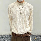 WIAOFELLAS  -  Japanese Half Collar Lace Base Pullovers New Unisex Style Knitted Long Sleeved T-shirt Men Hollowed Out Temperament Thin Sweater