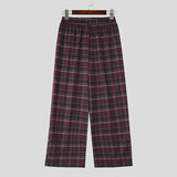 WIAOFELLAS  -  Men Plaid Pants Elastic Waist Joggers Loose Casual Trousers Men Streetwear Korean Style Fashion Male Wide Leg Pants