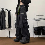Wiaofellas  -  American Retro Plush Fleece Overalls for Men Loose Hip Hop Street Dance Drawstring Long Trousers Trendy