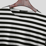 WIAOFELLAS  -  Men Striped T Shirt O-neck Long Sleeve Fashion Casual Men Clothing Streetwear Knitted Korean Style Tee Tops