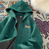 WIAOFELLAS  -  Dark Green Hooded Cardigan Sweatshirt Autumn Men Heavyweight Trend Daily Hoodie Sweatshirt Large Size Loose Zipper Hoodie Coat