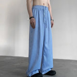 WIAOFELLAS  -  Korean light color vertical stripe pants patchwork checkered trousers couple casual grunge wide leg pants for outerwear