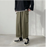 Wiaofellas  -  Men's Workwear Pants Straight Leg Loose Fit Faionable Japanese Sle Wide Leg Pants Hong Kong Sle Versatile Trendy Nine