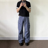 WIAOFELLAS  -  Mens Trousers Cargo Pocket Casual Pants Autumn Streetwear Fashion Retro Blue All-Match Straight Pants Men'S Clothing 2025 New