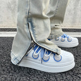 Wiaofellas  -  High Street Mud Yellow Micro La Elastic High Waist Boys' Denim Pants American Side Zipper Design Feel Pants