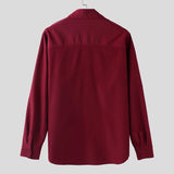 WIAOFELLAS  -  Men Shirt Solid Lapel Long Sleeve Loose Casual Men Clothing Korean Style Streetwear Pockets Fashion Tops Male Shirts
