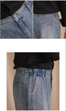 WIAOFELLAS  -  Vintage Cotton Men Jeans Suit Pants Elastic High Waisted Straight Trousers British Business Style  Casual Naples Denim Pant