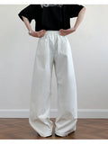 Wiaofellas  -  Men's Loose Fit Casual Pants 2026 M-5XL Plain Color Wide Leg Comfortable Blend Urban Streetwear Daily Wear Black White