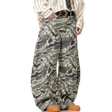 WIAOFELLAS  -  Washed Pleated Camouflage Cargo Pants Size S-3XL Street Hip-hop Color Blocked Wide Leg Trousers Strap Fashion Overalls Male