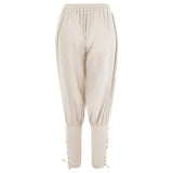 Wiaofellas  -  Men's Retro Medieval Pants Summer Linen Pirate Drawstring Pant Halloween Adult Cosplay Men Casual Trousers