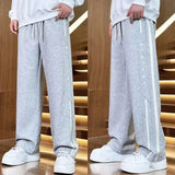 WIAOFELLAS  -  Mens Pants Printed Ribbon Pockets Pants Autumn Casual Streetwear Sports Baggy Joggers Wide Leg Pants Men's Clothing Unisex