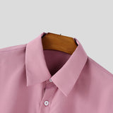 WIAOFELLAS  -  Men Shirt Solid Lapel Long Sleeve Lace Up Casual Men Clothing Loose Streewear Fashion Leisure Tops Male Shirts S-5XL