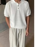 WIAOFELLAS  -  Cooling Polo Shirt Men 3D Honeycomb Knit Tech Breathable Fabric Oversized Collar Streetwear Essentials