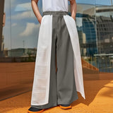 WIAOFELLAS  -  Men Pants Mesh Patchwork Button Loose Casual Wide Leg Trousers Men Streetwear 2025 Fashion Leisure Male Long Pants S-5XL