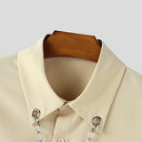 WIAOFELLAS  -  Men Shirt Solid Color Lapel Long Sleeve Casual Men Clothing With Tie Streetwear Loose Fashion Leisure Tops Camisas 2026