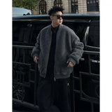 WIAOFELLAS  -  A large-sized men's jacket with a high-end American style in winter, featuring thickened lambskin and granular fleece