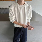 Wiaofellas  -  Men's Solid Color Stitching Long-Sleeved Sweatshirt American Retro Fashion Trend Street Casual Loose Breathable Niche Men's Tops