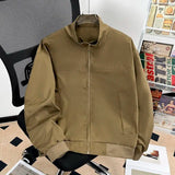 WIAOFELLAS  -  Autumn Winter Preppy Style Zipper Pockets Lantern Long Sleeve Men's Clothing High-neck Cardigan Solid Color Coats Jackets Tops