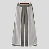 WIAOFELLAS  -  Men Pants Mesh Patchwork Button Loose Casual Wide Leg Trousers Men Streetwear 2025 Fashion Leisure Male Long Pants S-5XL