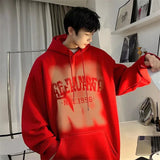 WIAOFELLAS  -  New Goth Letter Print Hooded Sweatshirts For Men Vintage Cotton Fleece Hoodies Hip Hop Fashion Y2K Streetwear Hoody Clothes