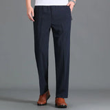 Wiaofellas  -  Men's Summer Middle-aged and Elderly Ice Silk Pants Daddy Outfit Casual Loose High Waist Deep Large Size Straight Thin Trousers