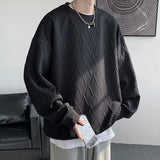 Wiaofellas  -  American Style Men's Crew Neck Sweatshirt Basic Pullover Harajuku Sweatshirt Long Sleeve T-shirt Fashion Men's Clothing 5XL