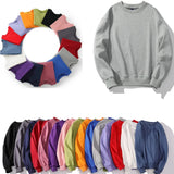 WIAOFELLAS  -  New Men's Autumn Velvet Sweatshirts Round Neck Solid Color Long Sleeved Tops Couples Coat Women Sweatshirt Casual Clothing MY542