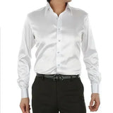 WIAOFELLAS  -  Mens Solid Silk Casual Shirts Long Sleeve Rayon Wedding Dress Shirts Men Soft Comfortable Fashion Shine Silk Shirt Camisa TS-143