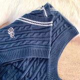 WIAOFELLAS  -  Sweater Vests Men Simple Embroidery Soft Cozy Japanese Style Handsome Sleeveless Knitted Jumper Aesthetic Hombre Streetwear Chic