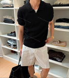Wiaofellas  -  Summer Old Money Style Ice Silk Knit Polo Shirt Men Seagull Collar Thin Breathable Short Sleeve Casual T shirt