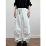 Wiaofellas  -  Men's Loose Fit Casual Pants 2026 M-5XL Plain Color Wide Leg Comfortable Blend Urban Streetwear Daily Wear Black White