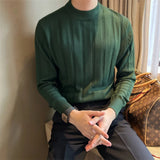 WIAOFELLAS  -  Men's Light Luxury Business Slim-fit Knit Pullover Hollow Out Casual Long Sleeve Solid Color O Neck Retro Popular Basic Sweater