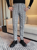 WIAOFELLAS  -  Autumn Winter New Men's Suit Pants Korean Plaid Business Formal Casual Dress Pants Wedding Party Office Social Trousers