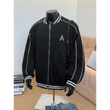 WIAOFELLAS  -  New Men's Casual Jacket Coat Embroidery Letter Logo Striped Patchwork College Baseball Jackets Zipper Outerwear Male Clothes