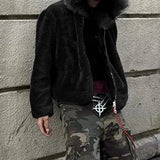 WIAOFELLAS  -  Men Hoodies Plush Patchwork Hooded Long Sleeve Zipper Male Sweatshirts Streetwear Loose Fashion Casual Men Jackets S-3XL
