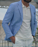 WIAOFELLAS  -  Fall Fashion Yarn Dyed Stripe Blazer Coat Men British Style Business Casual Suit jacket Thin Loose High Quality Tops Male