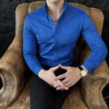 WIAOFELLAS  -  High-end Velvet Shirts for Men Long Sleeved Slim Lapel Social Camisas De Hombre Luxury Handsome Autumn Mens Clothing Plus Size